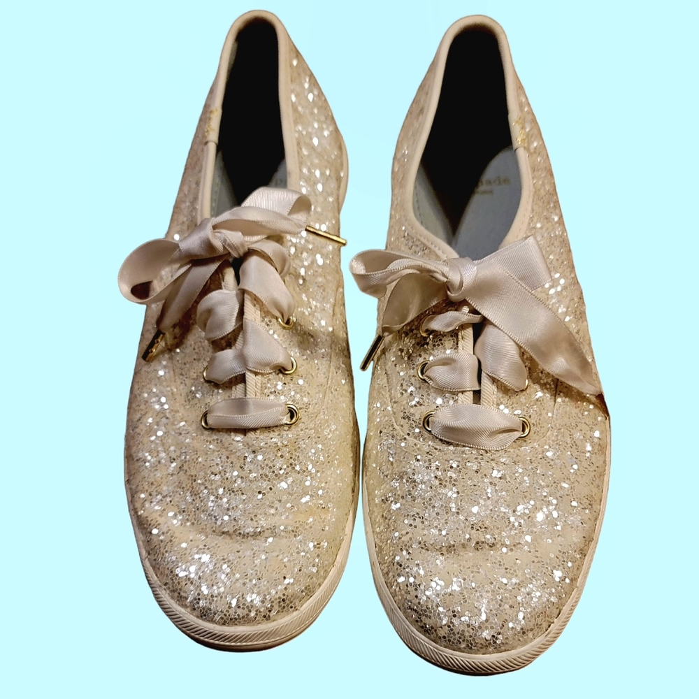 Kate Spade Keds white sparkle glitter